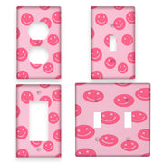 Pink Smile Face Wall Plate Cover Decorative Light Switch Outlet Panel for Bedroom or Kitchen