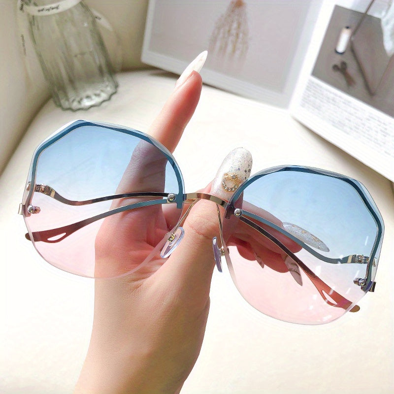 Gradient Sun Shades for Women Ombre Rimless Fashion for Summer Beach Vacation