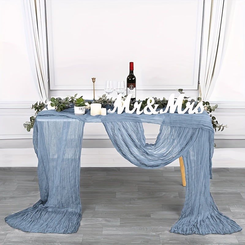 Boho Pleated Polyester Gauze Table Runner for Rustic Wedding and Holiday Decor