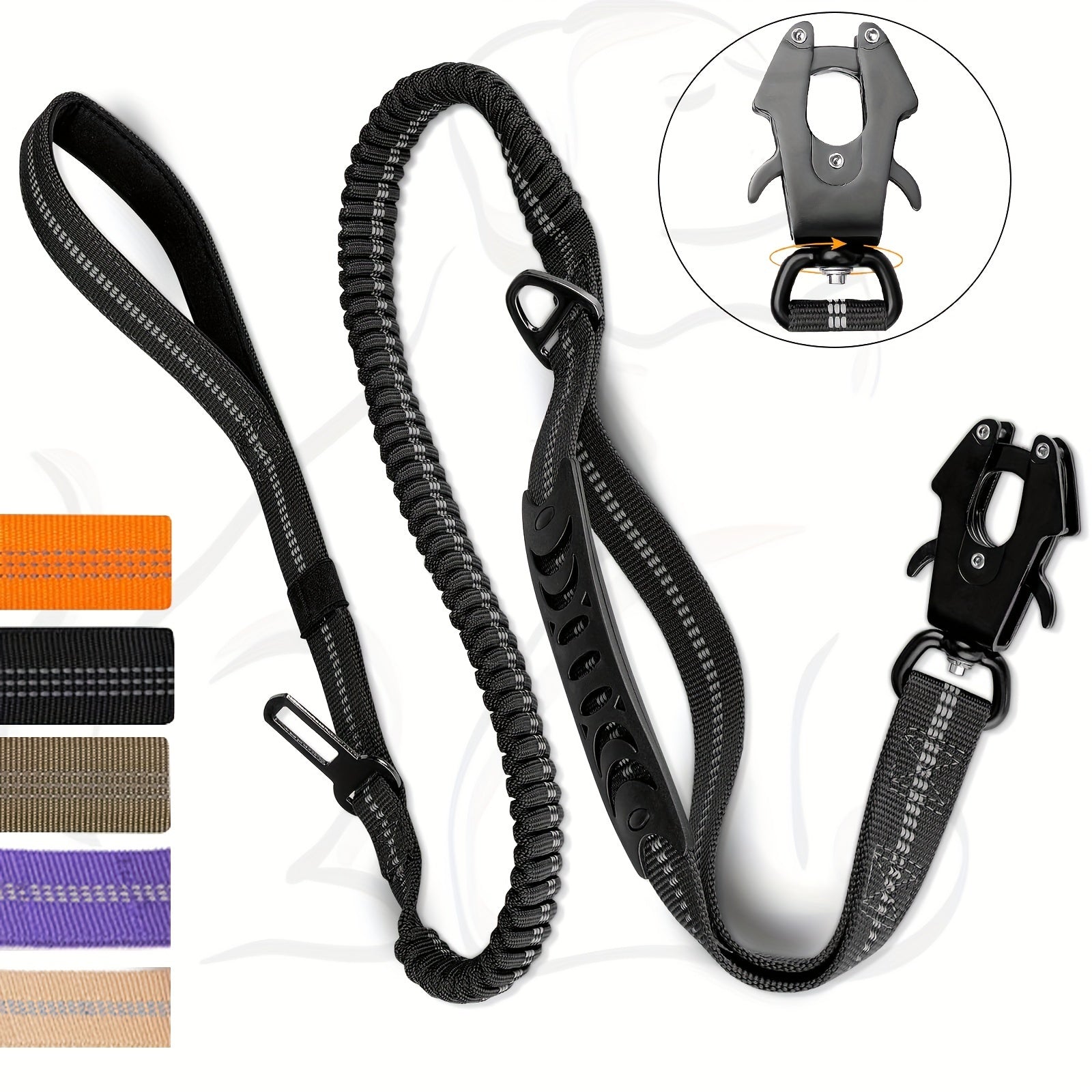 Durable Tactical Dog Leash with Quick Release Carabiner Reflective Nylon for Medium to Large Dogs