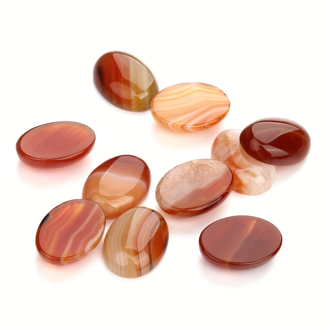 Set of 10 Natural Oval Agate Flatback Gemstone Cabochons 10x14mm 18x13mm for Jewelry Making