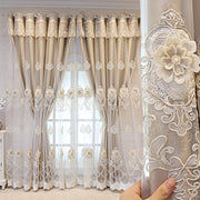 European Romantic Blackout Curtain with Embossed Jacquard Grommet Top for Living Room Bedroom 2 Panels
