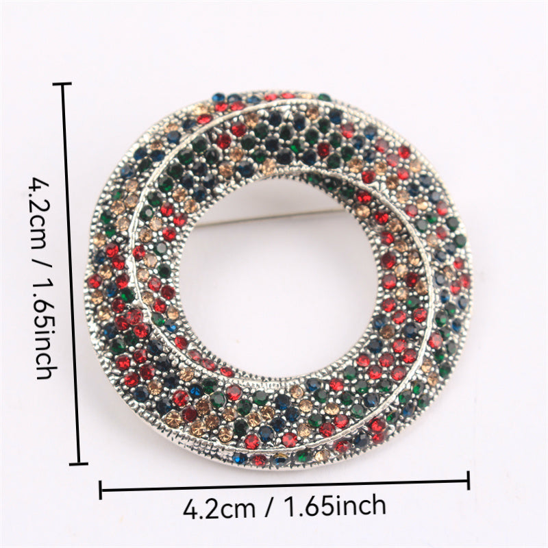Rhinestone Circle Brooch for Women Jewelry Elegant Accessory for Clothing Bags Hats