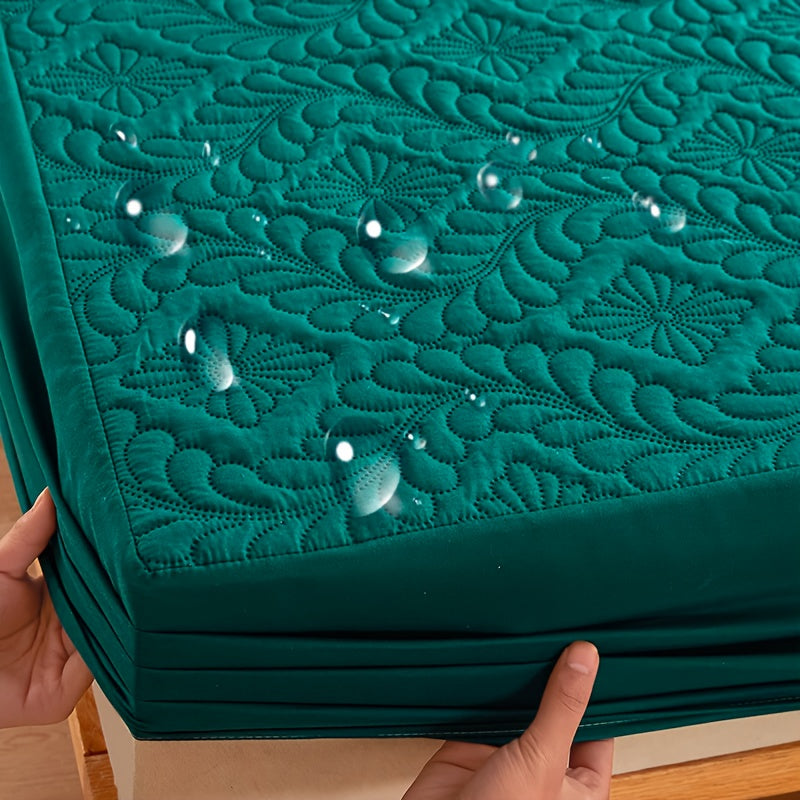 Waterproof Quilted Mattress Protector Fitted Sheet Teal 1-Piece Ultra-Soft Breathable