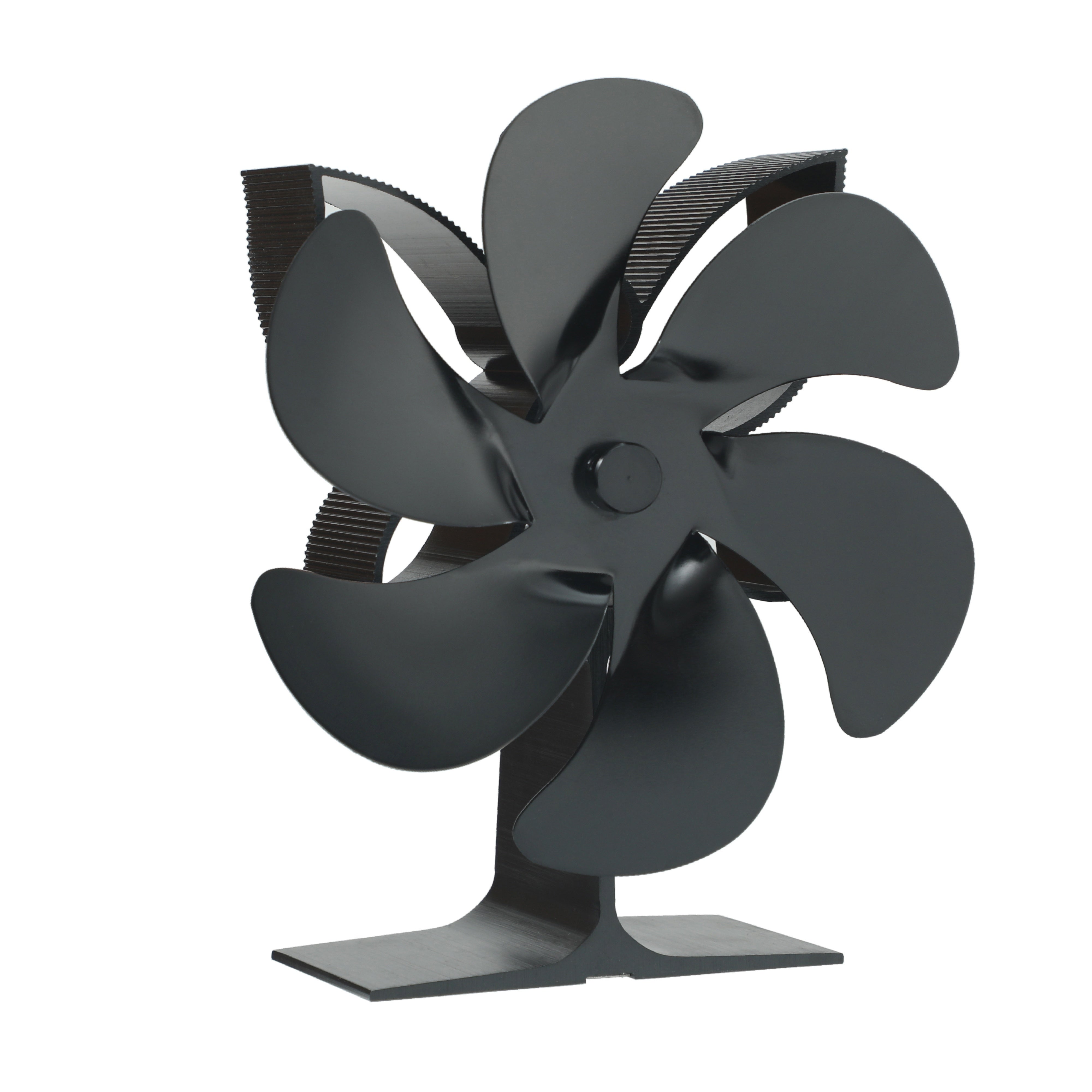 6-Blade Metal Wood Stove Fan with Remote, Air Circulation, No Electricity
