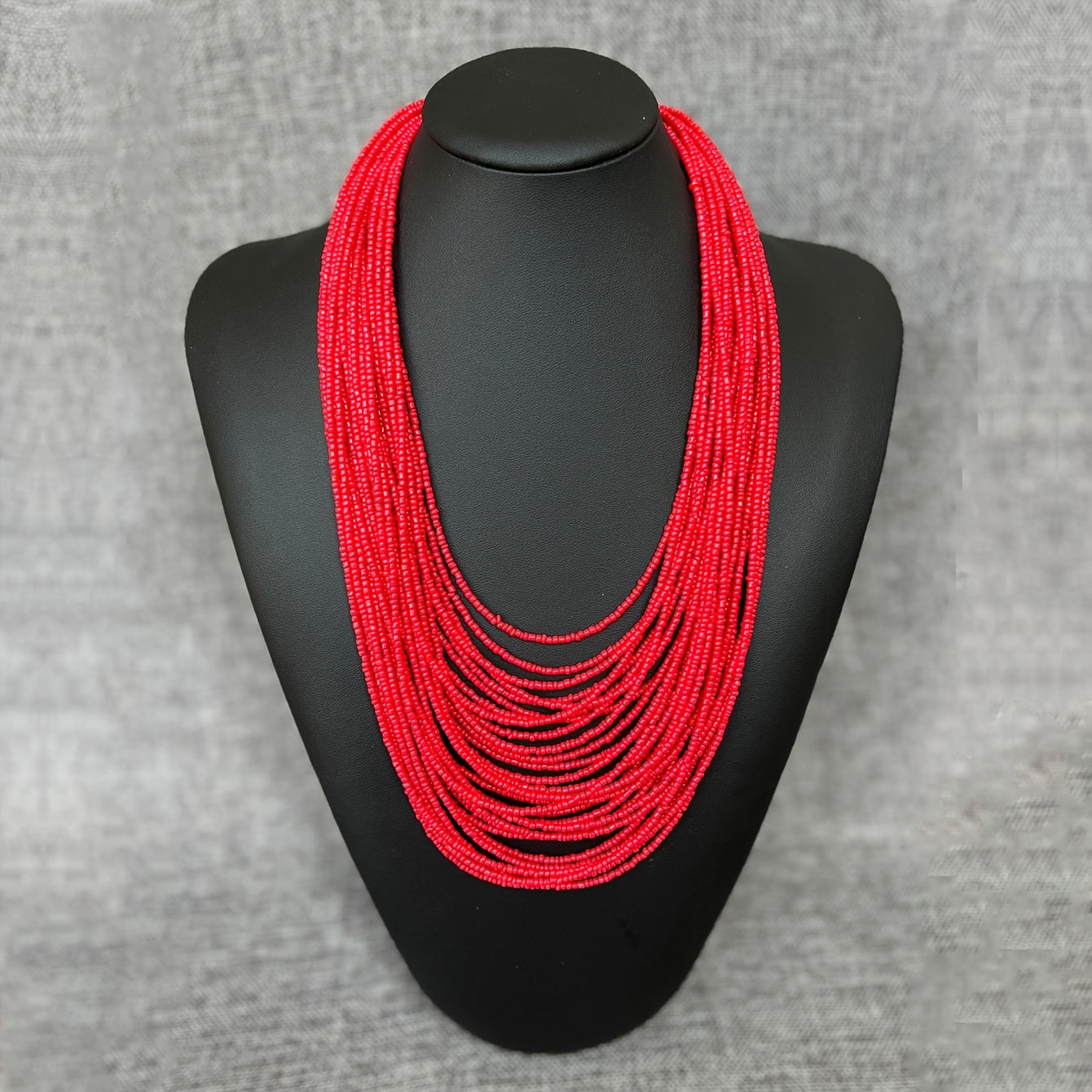 Boho Red Rice Bead Multilayer Necklace for Women