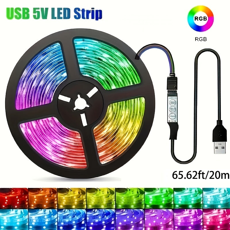 97.54cm USB RGB LED Strip Light Dimmable Color Changing for Bedroom Party Home Decoration