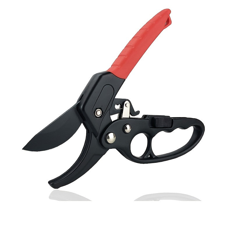 Professional Ratchet Anvil Pruning Shears with Segmented Pulley and Reinforced Handle