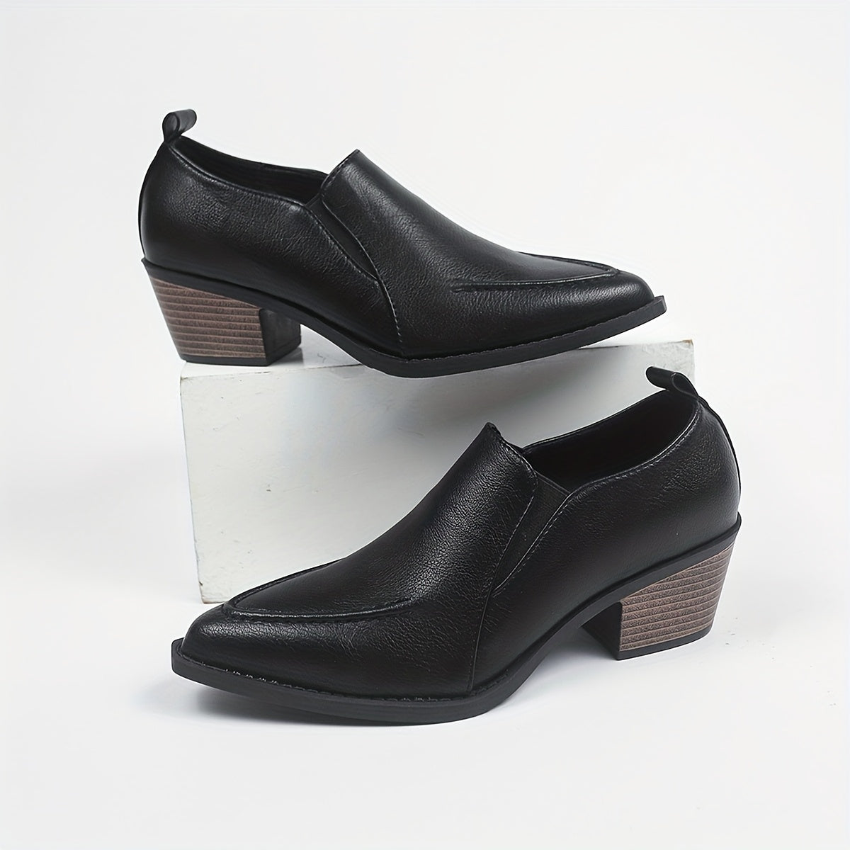 Women Autumn Solid Color Lychee Pattern Chelsea Boots Black Short Heel