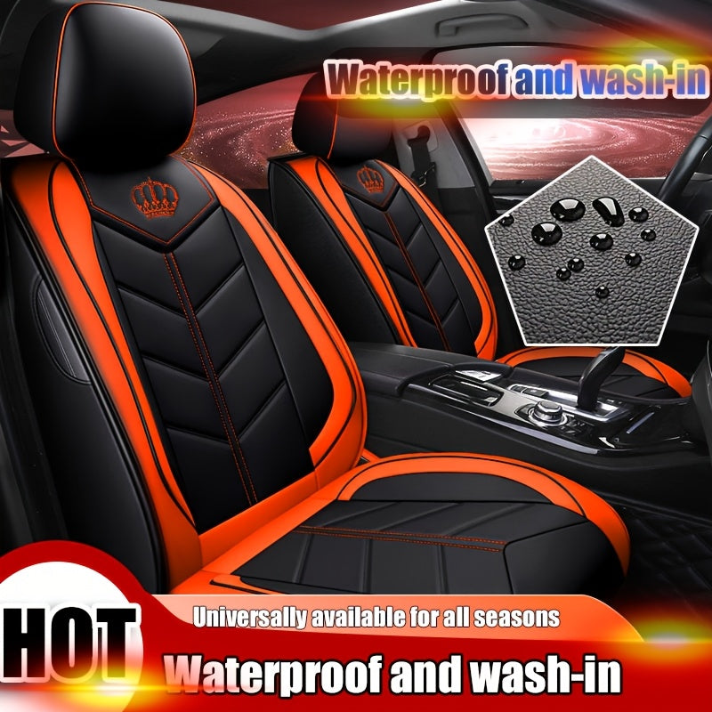 Universal Fit 5-Seats Faux Leather Car Seat Covers Waterproof Washable