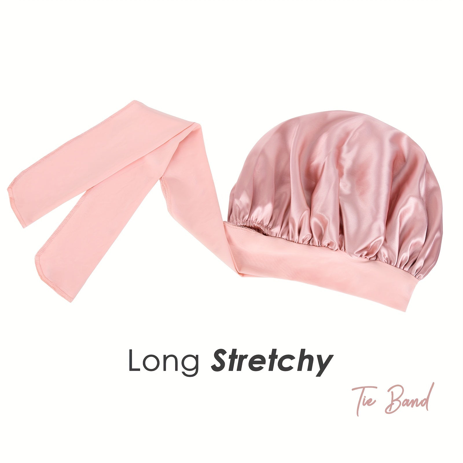 Silk Sleep Cap Satin Bonnet Adjustable Headwear with Tie Band for Women Men