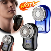 Afeitadora eléctrica mini para hombres con pantalla digital, recargable, impermeable y de acero inoxidable