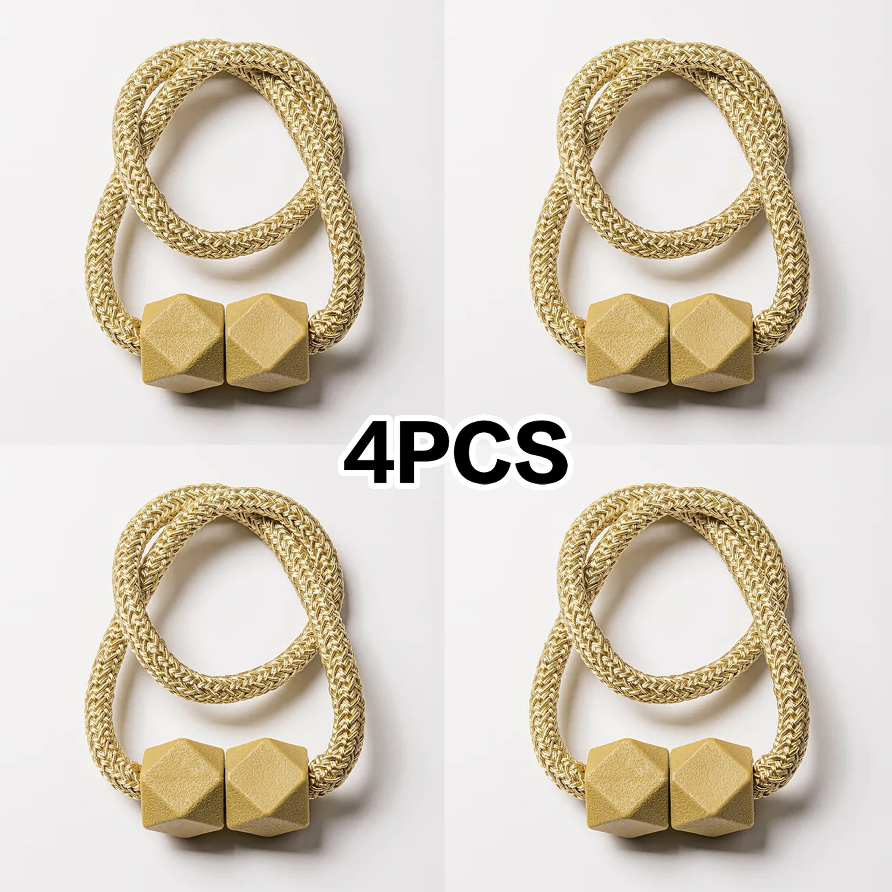 Cube Magnetic Curtain Tiebacks Set 4 Pieces Thick Rope Holdbacks for Bedroom Living Room