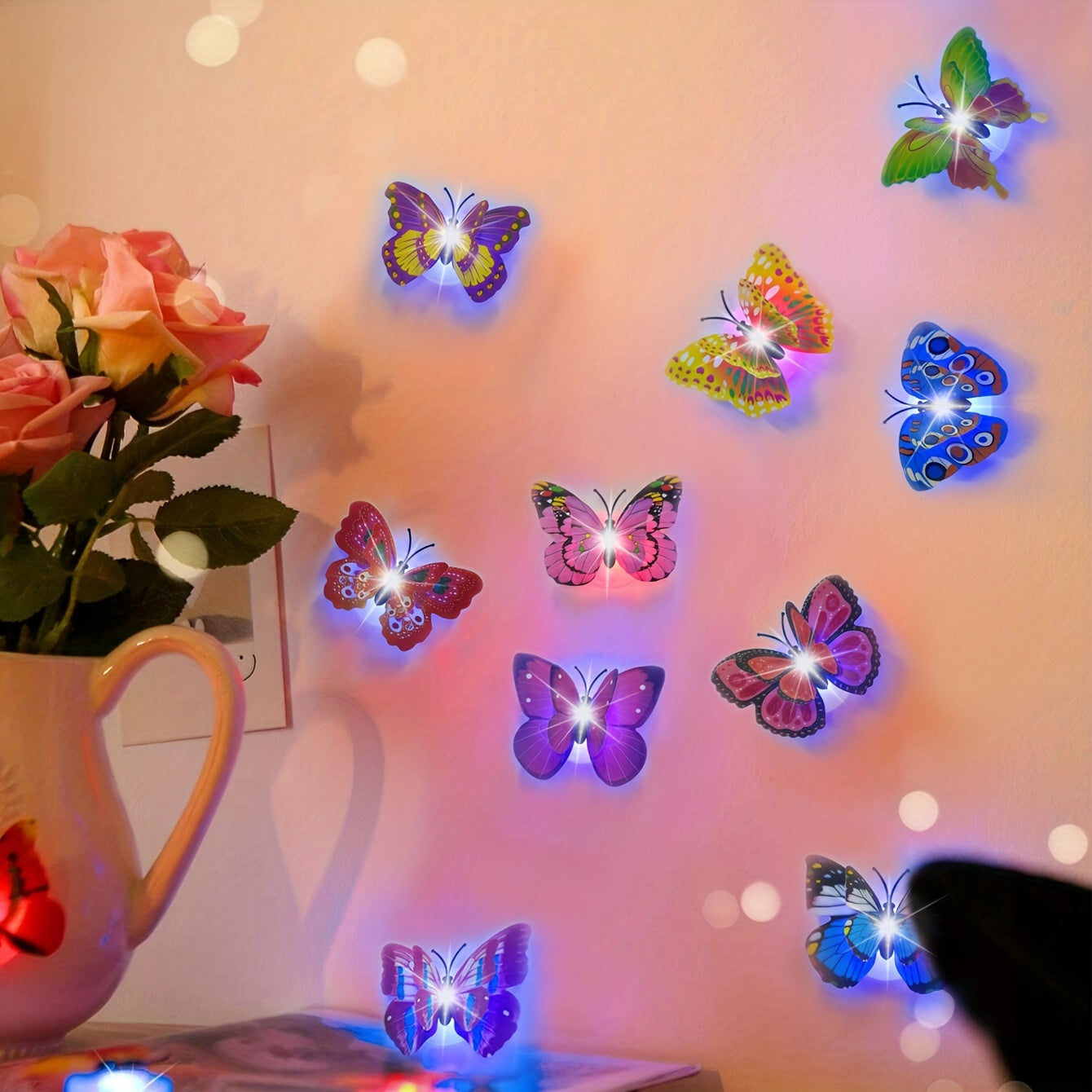 6/9pcs 3D Glowing Double-Layered Butterfly Decorations for Home Wedding Festival