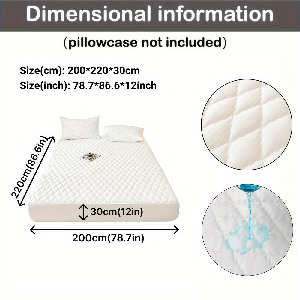 Waterproof Quilted Fitted Bed Sheet Protector for Single or Double Bed Gray White 1 Piece