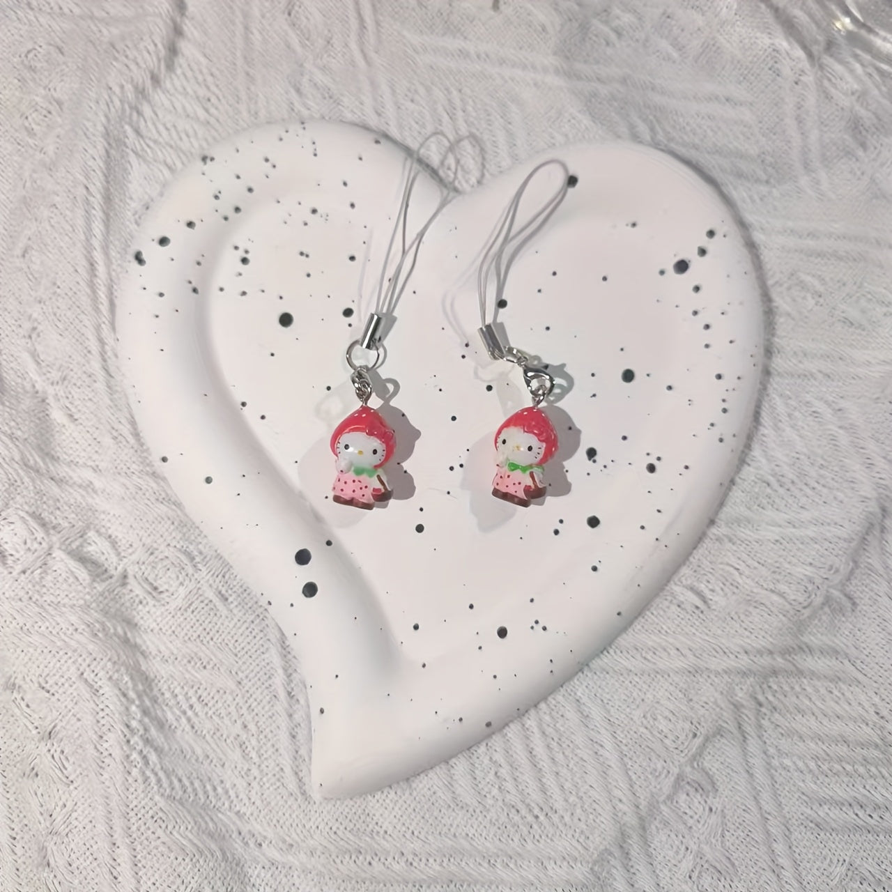 Strawberry Cat Phone Charms for Backpacks and Keychains, DIY Gift Accessories