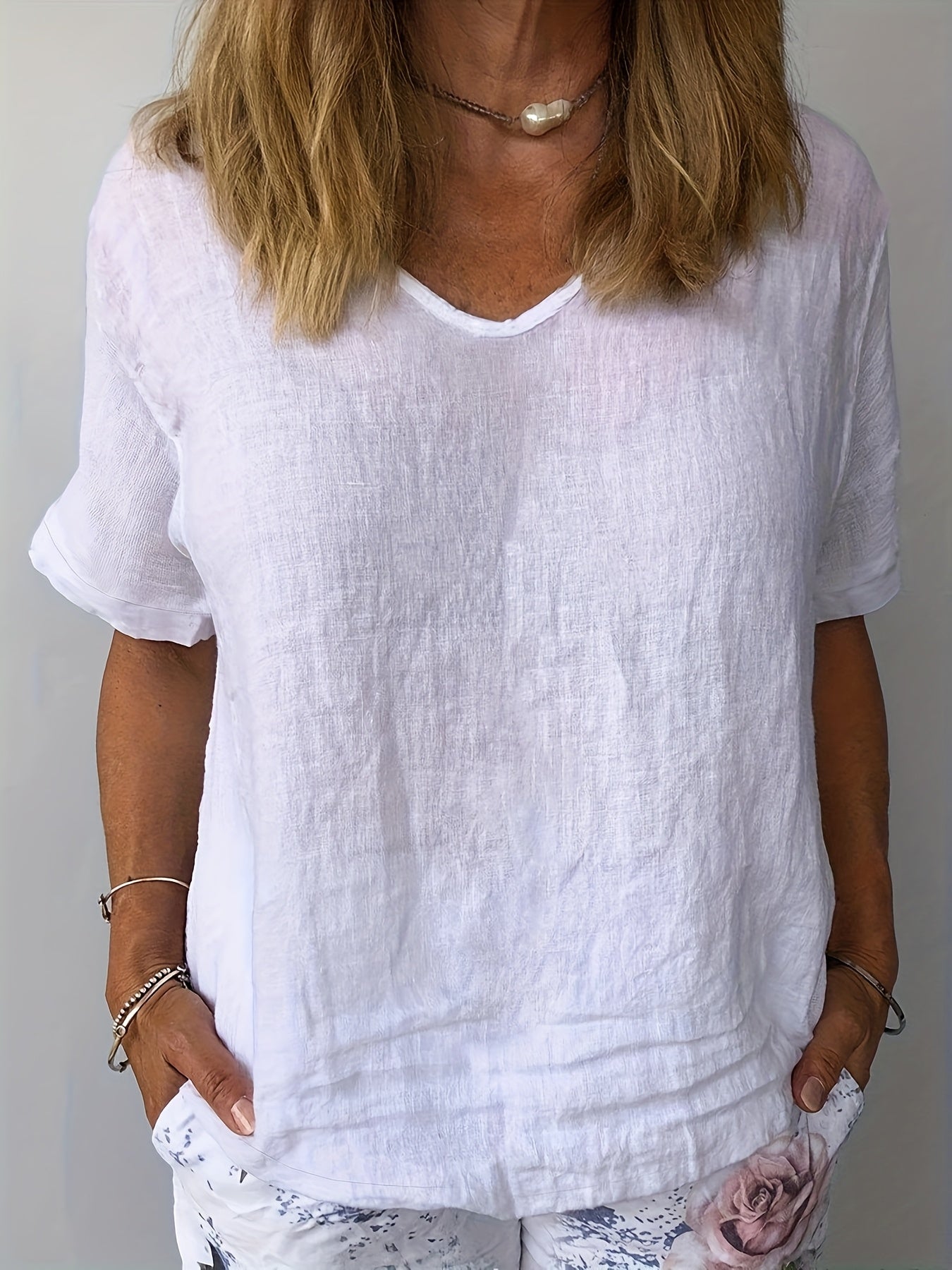 Plus Size Women Loose Casual Solid Color Shirt