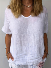 Plus Size Women Loose Casual Solid Color Shirt