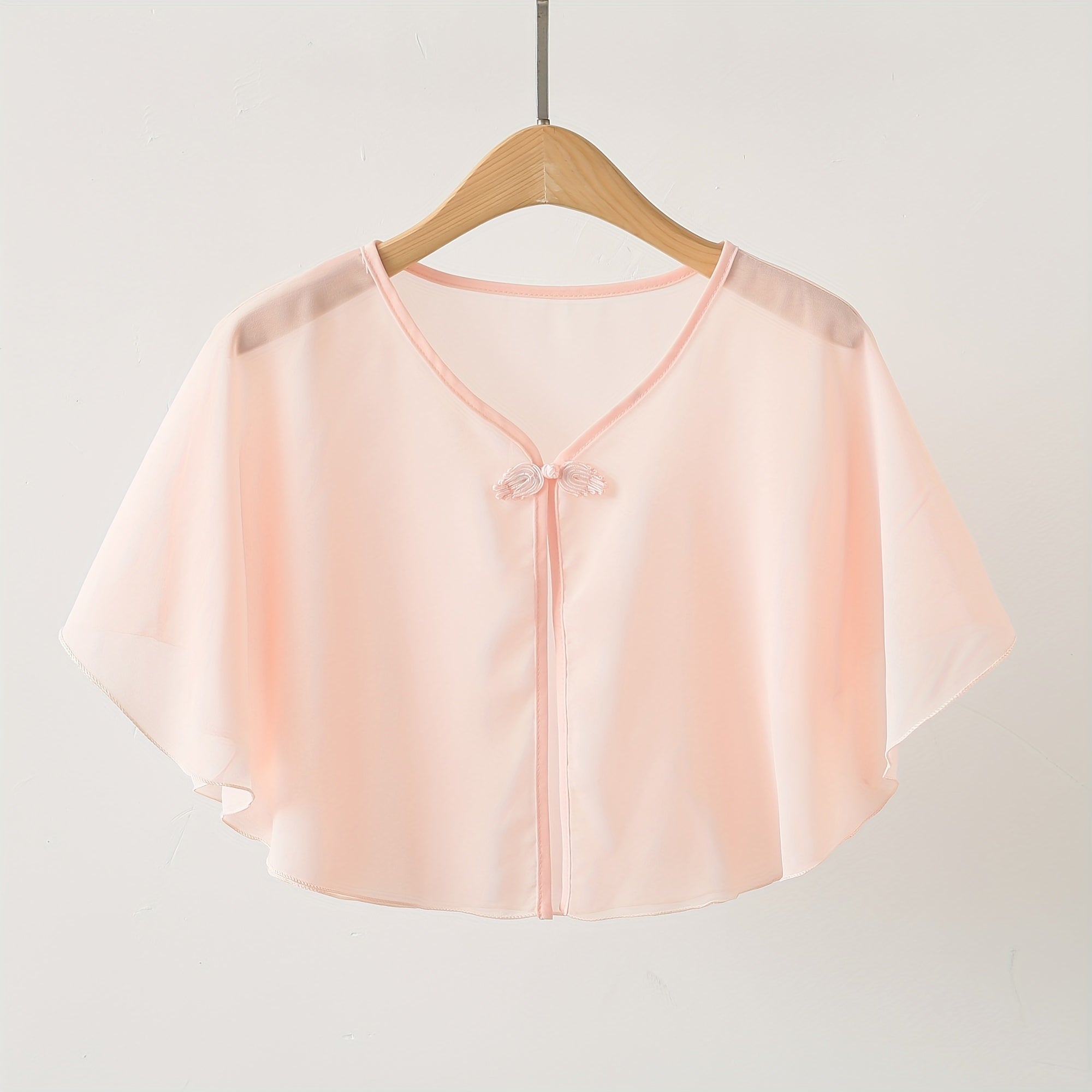 Women’s Chiffon Shawl with Frog Button Closure for Spring and Summer