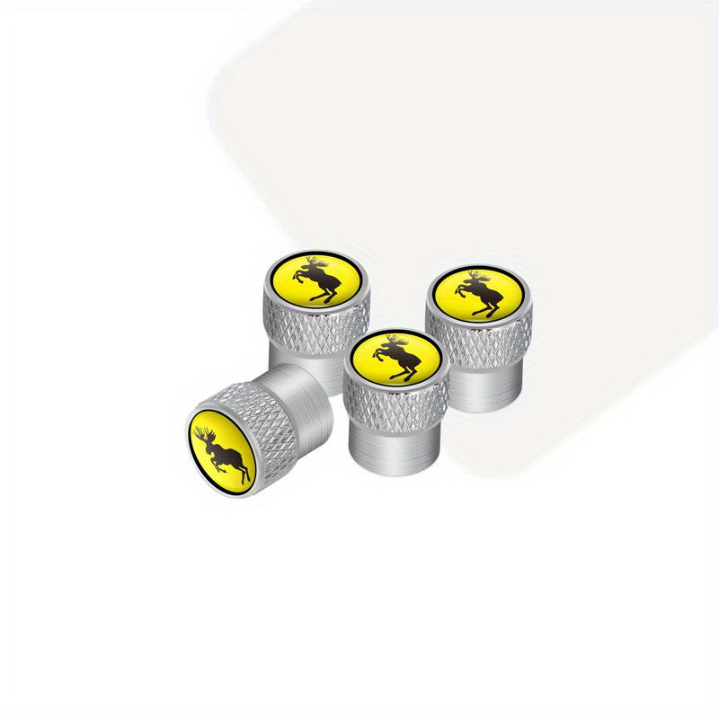 Juego de 4 tapas de válvula de neumático de metal para coche con diseño de ciervo