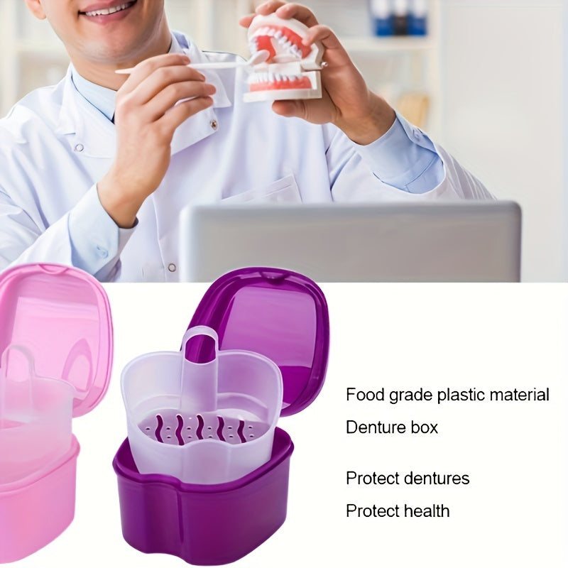 Denture Care Kit with Plastic Case, Built-in Brush and Filter