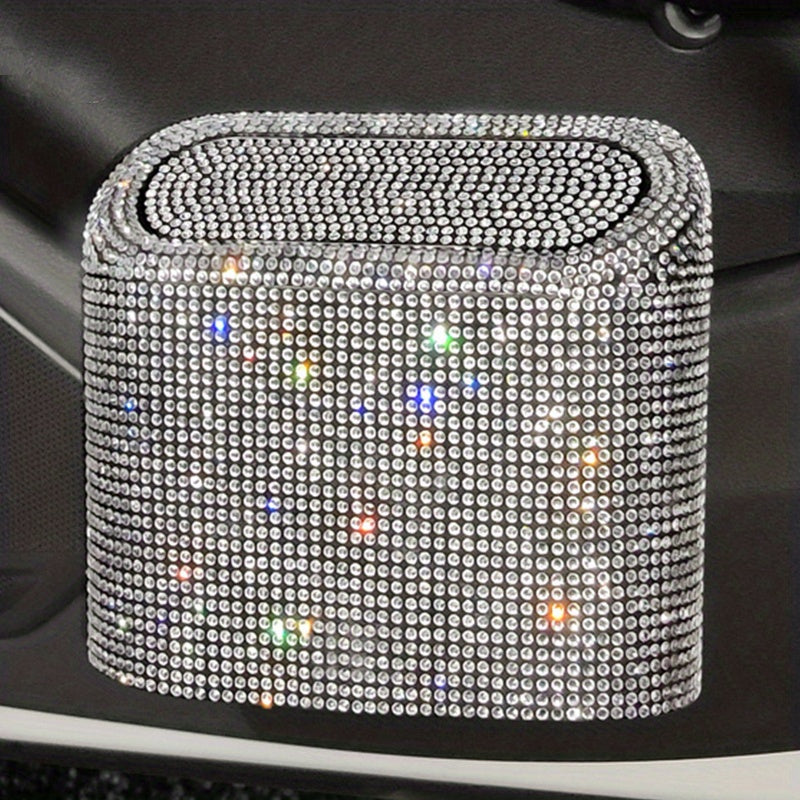 Cubo de basura para coche con pedrería, organizador colgante para almacenamiento en el asiento trasero