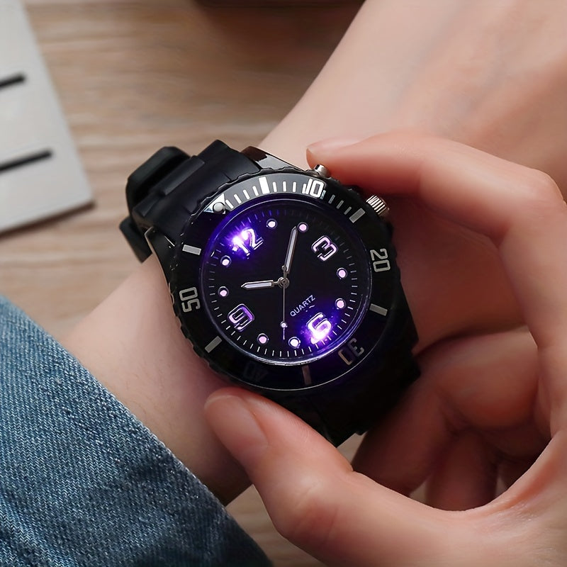 Women's Outdoor Sports Watch with Large Dial Luminous Silicone Wristwatch