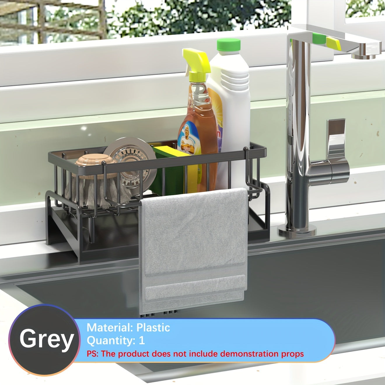 Multipurpose Kitchen Sink Organizer Plastic Open Storage for Dishes and Utensils