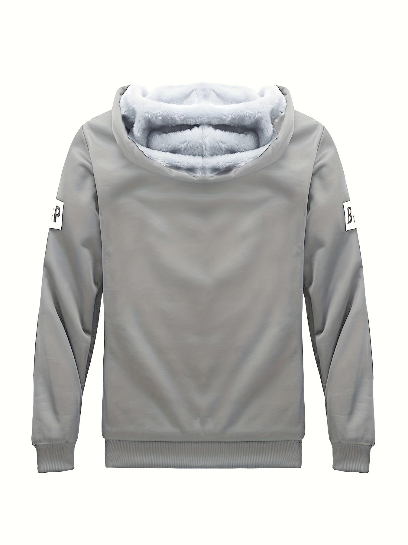 Men's Winter Sportswear Set Fleece-Lined Hooded Jacket and Joggers with Pockets