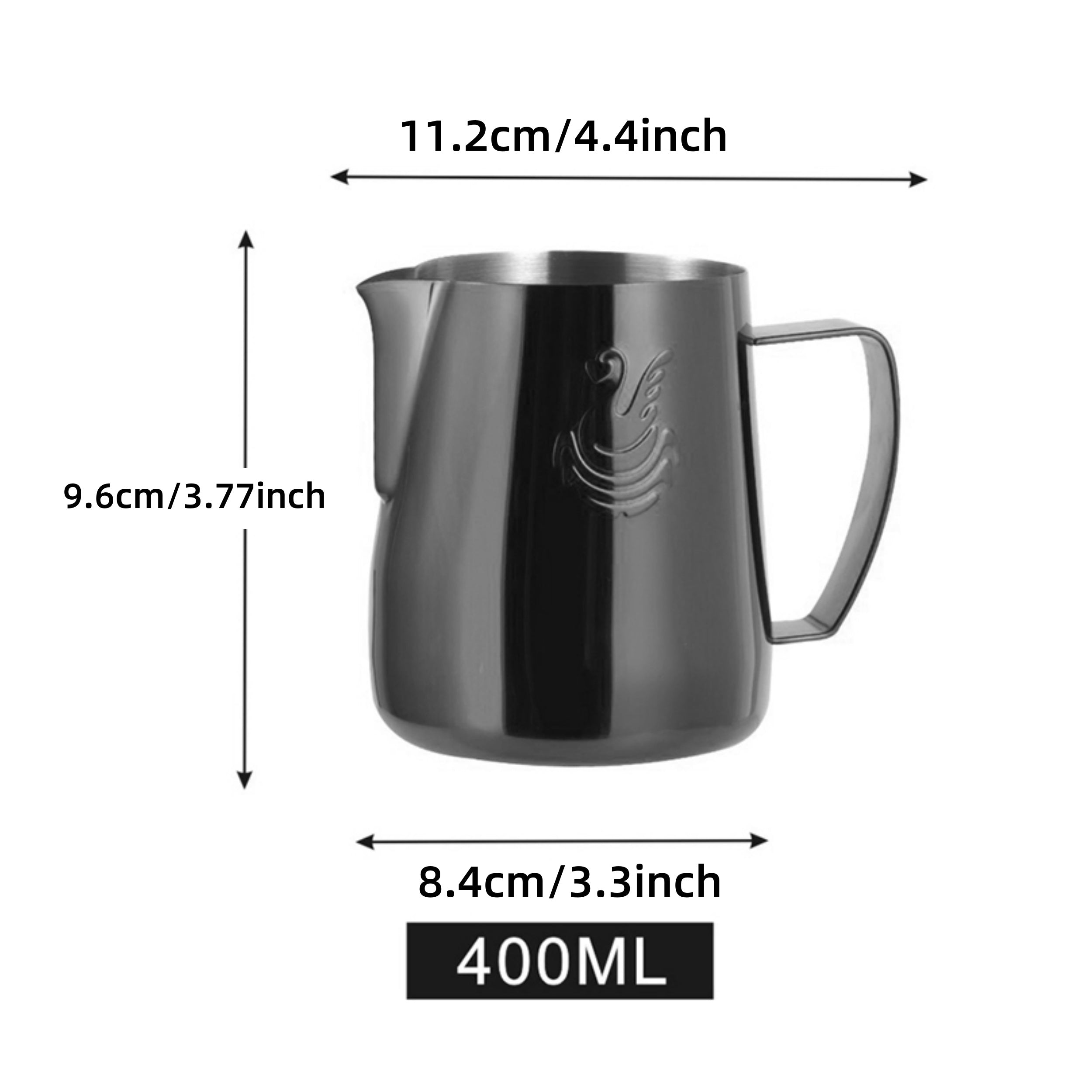 400ml Stainless Steel Milk Frothing Pitcher with Latte Art Pen and Teflon Coating