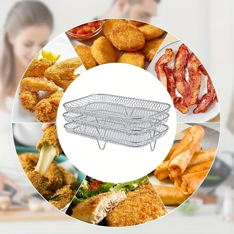 Stainless Steel 3-Piece Dehydrator Racks for Air Fryer with Grilling Basket