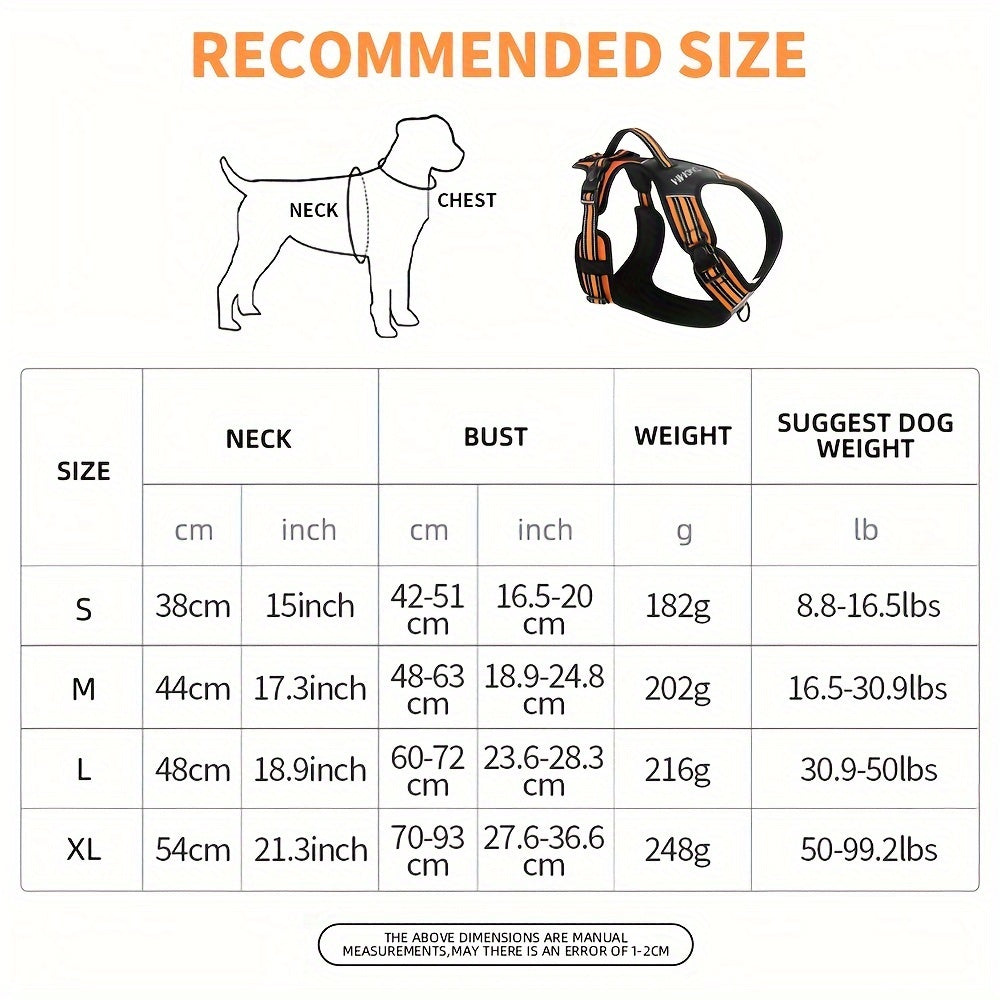 Adjustable Reflective Polyester Dog Harness for Large Breeds with Handle and D-Ring