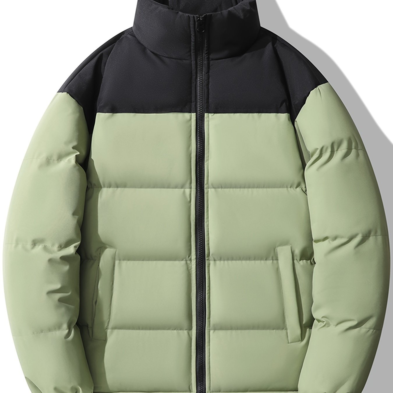 Мужская куртка большого размера в стиле casual с воротником-стойкой, заплатками и застежкой-молнией для осени и зимы