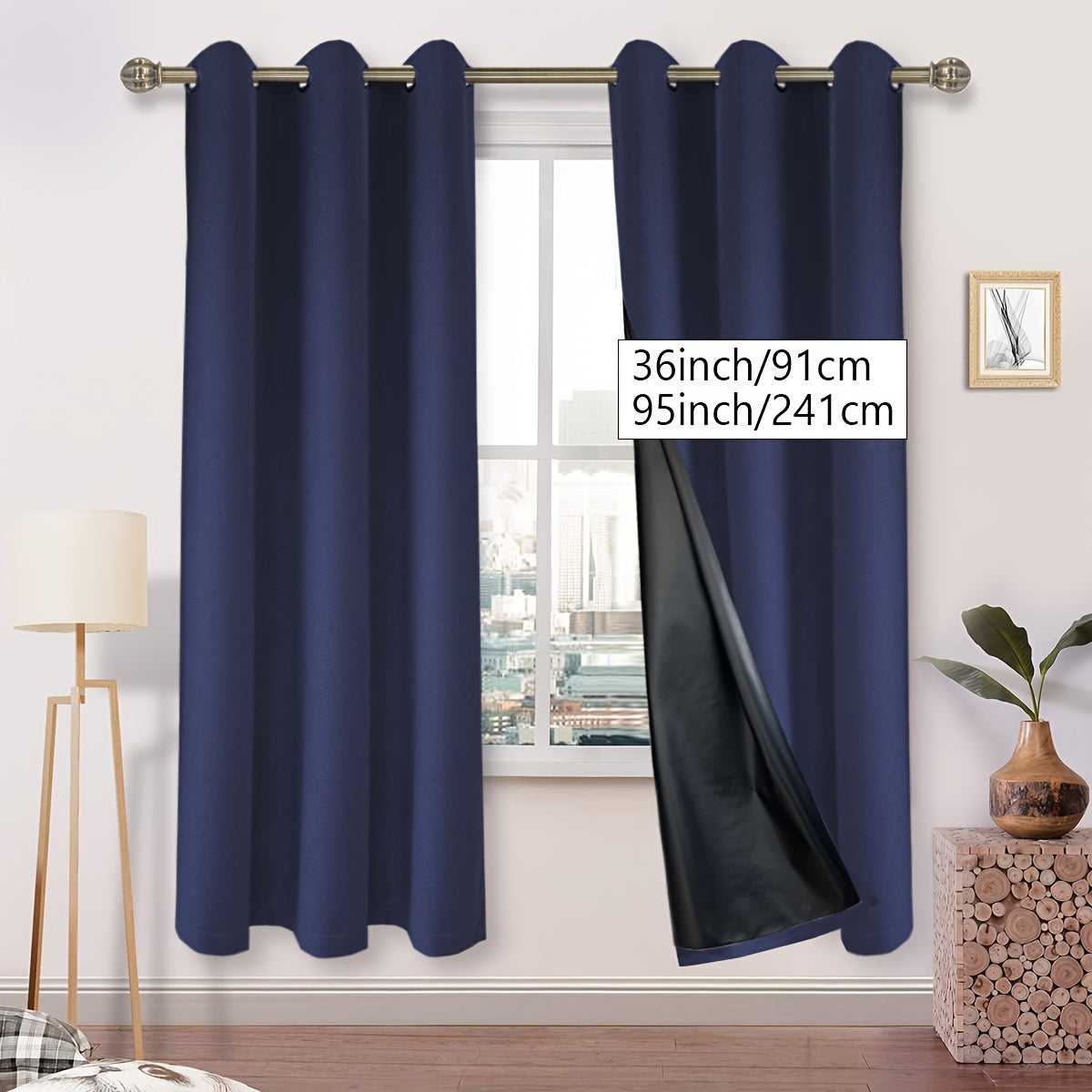 Blackout Faux Linen Textured Curtains Grommet Top for Bedroom Living Room