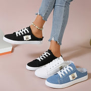 Women's Leather Flats Slip-On Lace-Up Cushioned Comfortable Casual Office Shoes