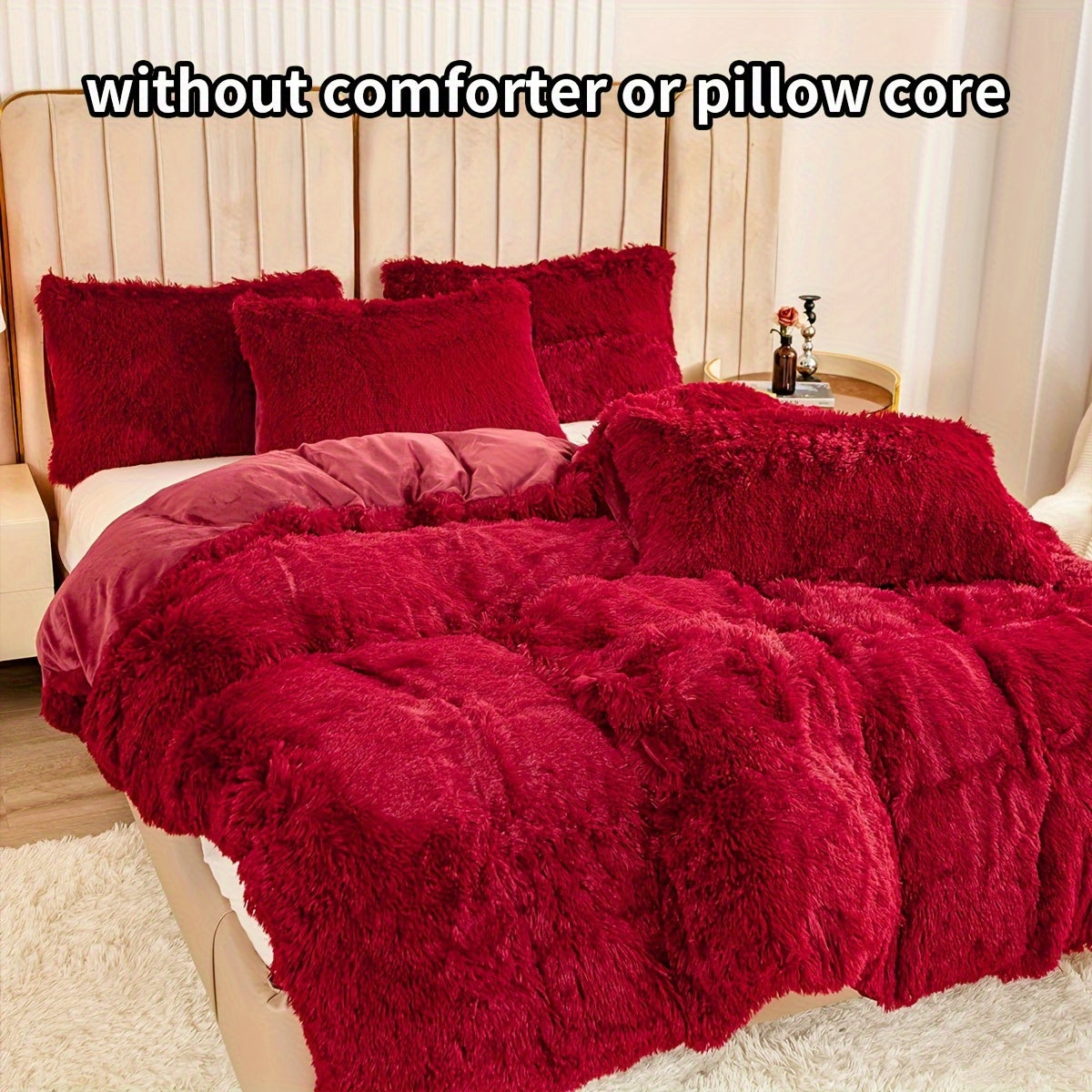 Set of 3 Pink Polyester Bedding Pieces for All Seasons Bedroom Decor