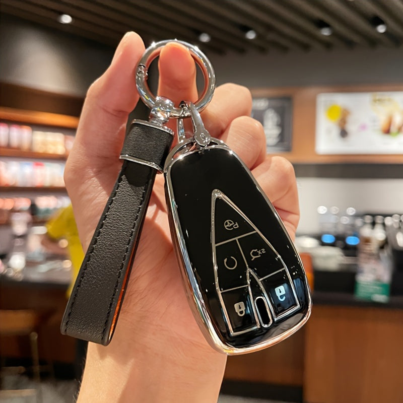 Car Key Cover Case for SUV TPU Leather Key Shell with Key Chain