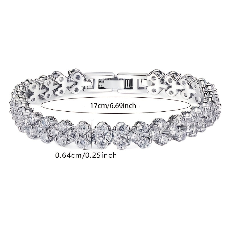 Unisex Sterling Silver Tennis Bracelet with Synthetic Moissanite Stones