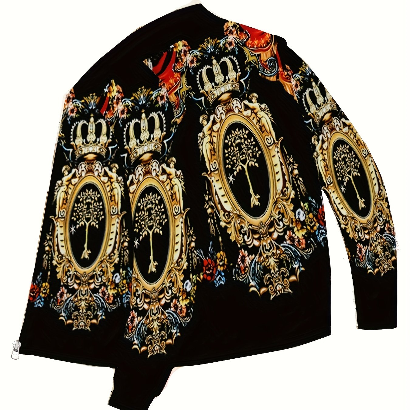 Men's Large Printed Casual Softshell Jacket Polyester Zipper Pocket All Over Print