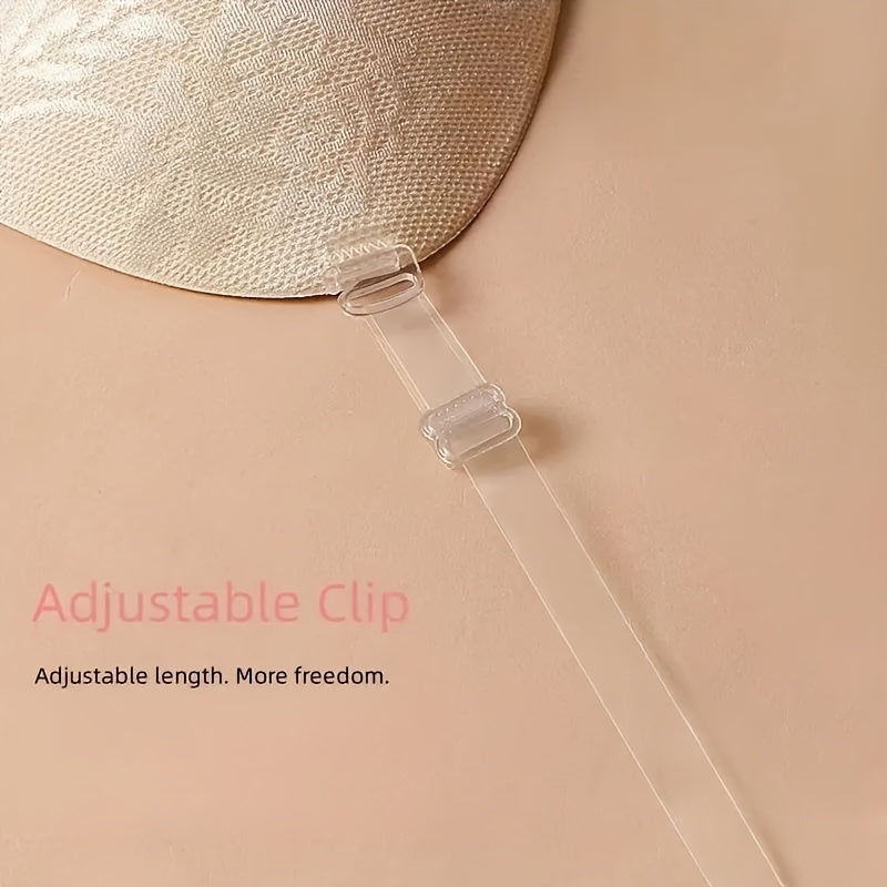 Lace Push Up Bra Wireless Invisible Straps Silicone Nipple Covers