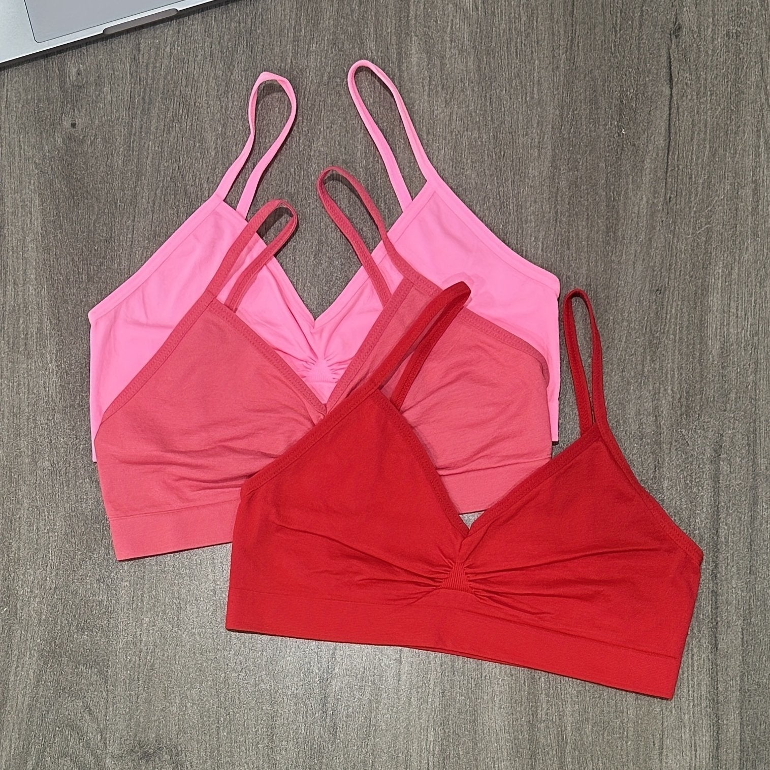 Women’s 3-Pack Seamless Bralettes Soft Stretch Knit No Underwire Padded Solid