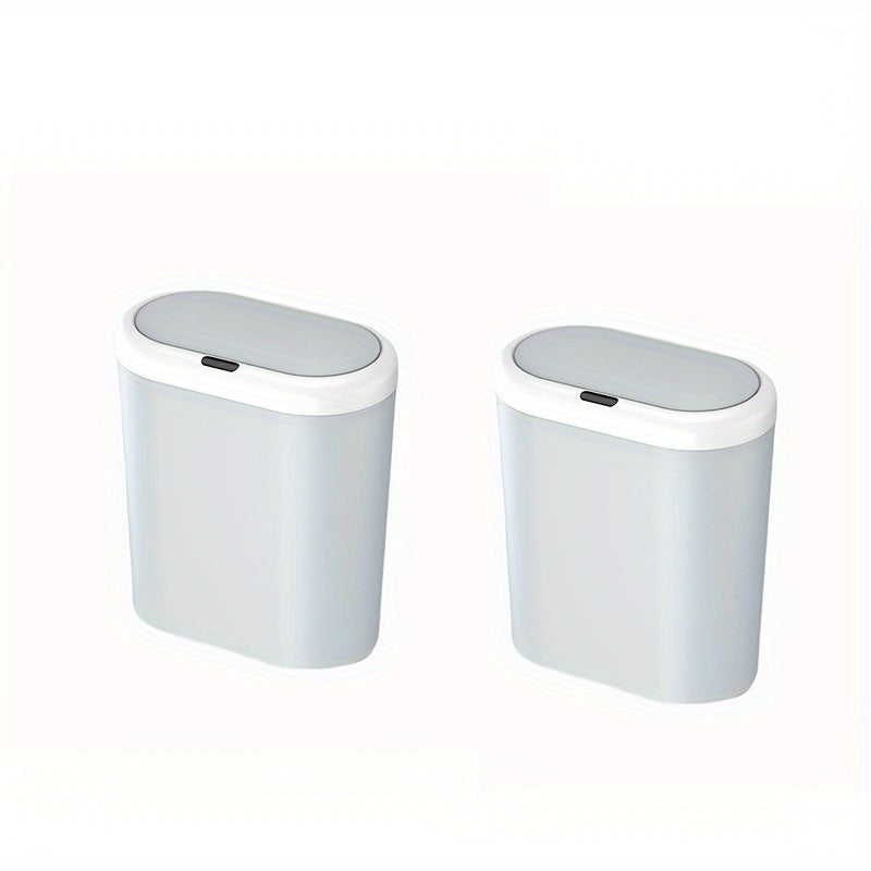 2 Aqlli induksiya axlat qutilari, avtomatik ochiladigan qopqoq, namlikka chidamli plastmassa, uy va yotoqxona uchun