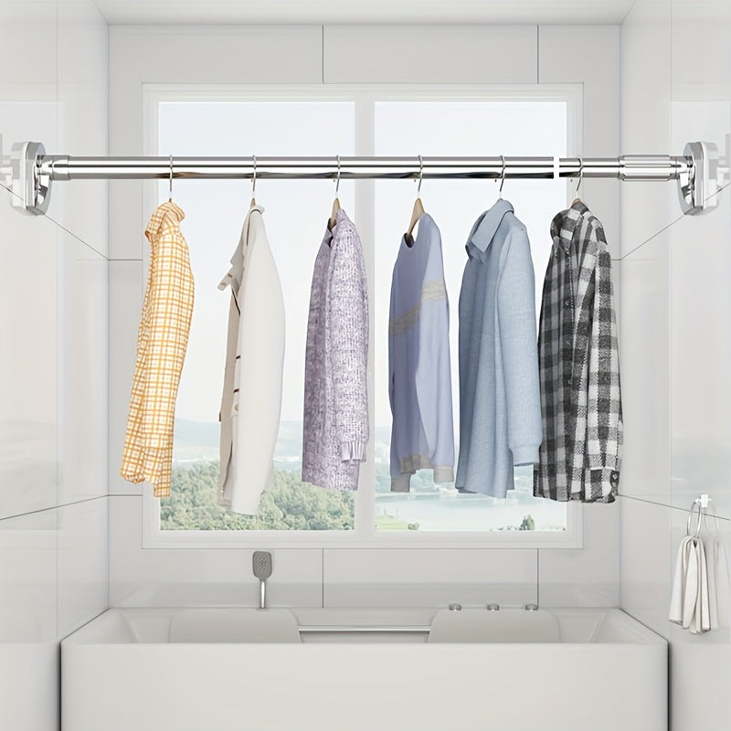 25 Inch Telescopic Shower Curtain Rod Adjustable Tension Stainless Steel White Gray Black