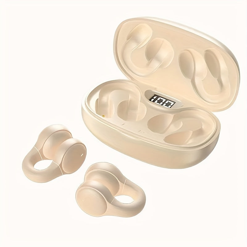 Wireless Noise Cancelling Clip-On Earbuds for Sports Calls Long Battery