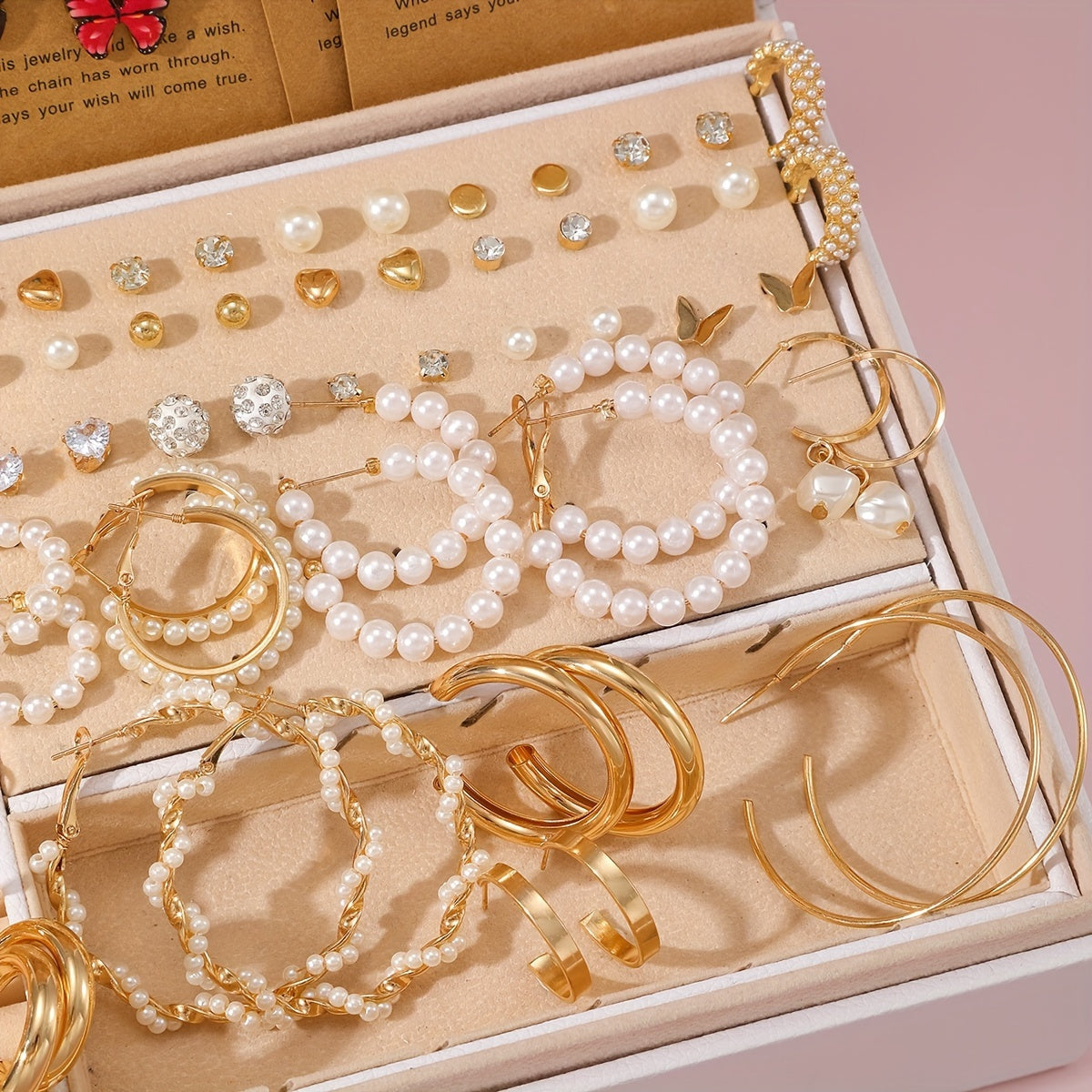 Vintage Butterfly Jewelry Set for Women 5pcs Multi-Element Pendant Necklace Earrings Ring