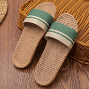 Women's Linen Slides Open-Toe Flat Summer Sandals Indoor Outdoor Size 6-10.5