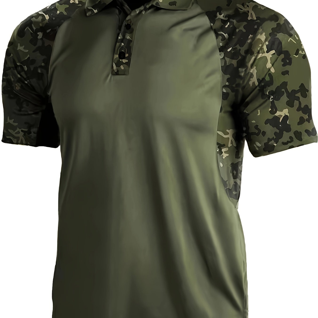 Men's Plus Size Summer Casual Sports Shirt Polyester Knit Camouflage Loose Fit Lapel Collar
