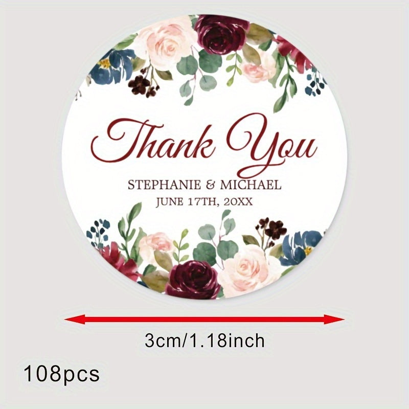 Personalized Bridal Shower Labels Custom Thank You Stickers Name and Date Recyclable Matte Finish