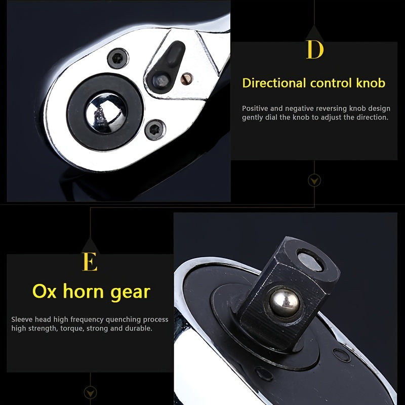 3-Piece Ratchet Wrench Set 1/4 3/8 1/2 Inch Quick Release Telescopic