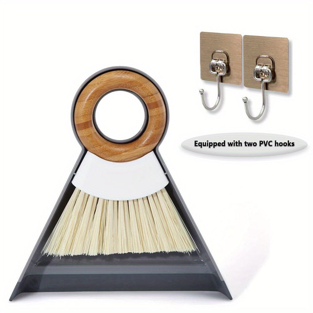 Mini Desktop Broom Duster Set with Wooden Handle for Keyboard Windows and Pet Waste